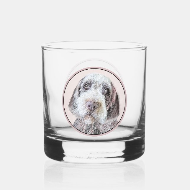 Wirehaired Pointing Griffon Painting - Dog Art Whiskey Glass (Front)