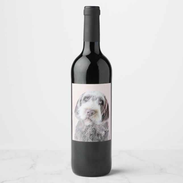 Wirehaired Pointing Griffon Painting - Dog Art Wine Label (Front)