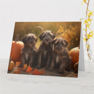 Wirehaired Pointing Griffon Puppy Autumn Card