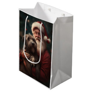 Wirehaired Pointing Griffon Santa Claus Christmas Medium Gift Bag