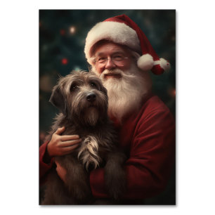 Wirehaired Pointing Griffon Santa Claus Christmas Table Number