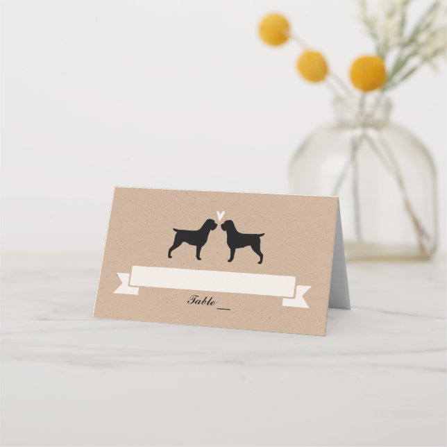 Wirehaired Pointing Griffon Silhouettes Wedding Place Card (Front)