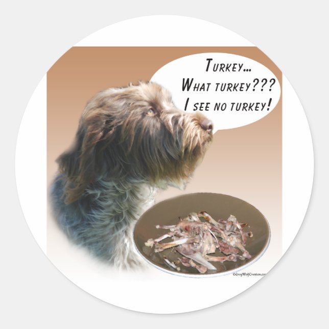 Wirehaired Pointing Griffon Turkey Classic Round Sticker (Front)