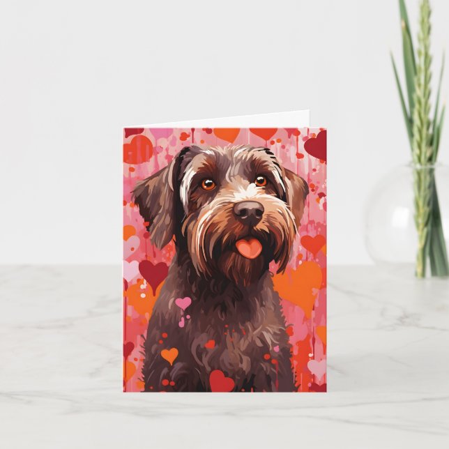 Wirehaired Pointing Griffon Valentines day Card (Front)