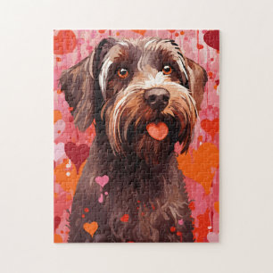 Wirehaired Pointing Griffon Valentines day Jigsaw Puzzle