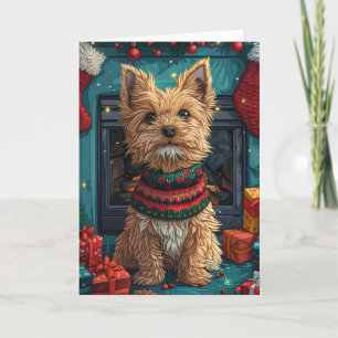 Wirehaired Pointing Griffon With Christmas Gifts Card