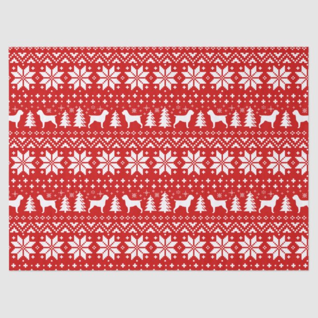 Wirehaired Pointing Griffons Christmas Pattern Red Tissue Paper (Front)