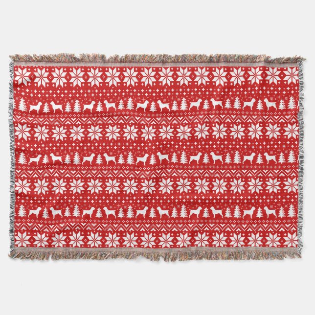 Wirehaired Pointing Griffons Silhouettes Christmas Throw Blanket (Front)