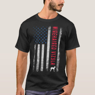 Wirehaired Vizsla Dog American USA Flag T-Shirt