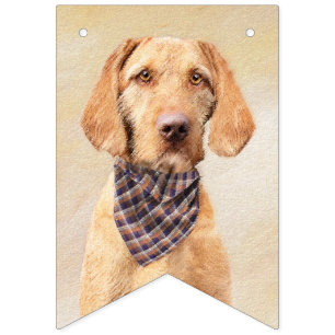 Wirehaired Vizsla Painting - Cute Original Dog Art Bunting