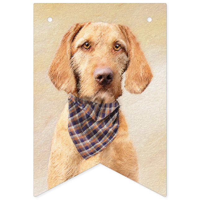 Wirehaired Vizsla Painting - Cute Original Dog Art Bunting (First Flag)