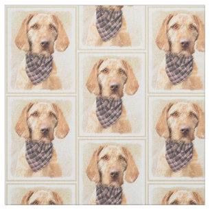 Wirehaired Vizsla Painting - Cute Original Dog Art Fabric
