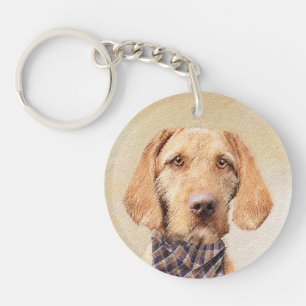 Wirehaired Vizsla Painting - Cute Original Dog Art Key Ring