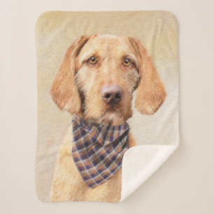 Wirehaired Vizsla Painting - Cute Original Dog Art Sherpa Blanket