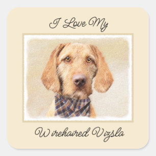Wirehaired Vizsla Painting - Cute Original Dog Art Square Sticker