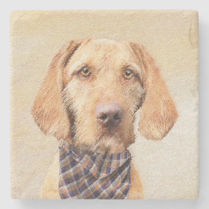 Wirehaired Vizsla Painting - Cute Original Dog Art Stone Coaster