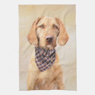 Wirehaired Vizsla Painting - Cute Original Dog Art Tea Towel