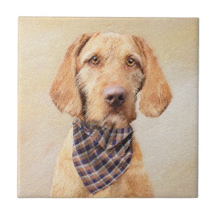 Wirehaired Vizsla Painting - Cute Original Dog Art Tile