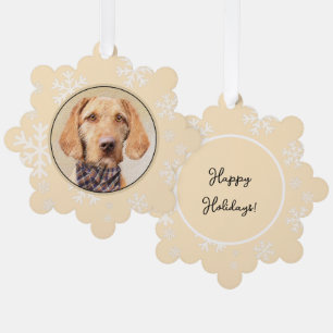 Wirehaired Vizsla Painting - Cute Original Dog Art Tree Decoration Card