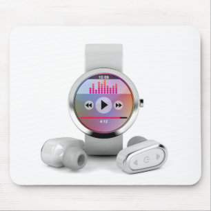 Wireless earphones and smart watch mouse pad