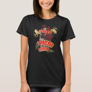 Wireless Technician Inked Skull & Red Roses Tattoo T-Shirt