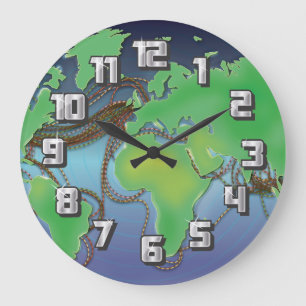 Wires of the World - Undersea Cables Large Clock