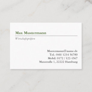 Wirtschaftsprüfern Visitenkarte Business Card