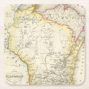 Wisconsin 6 square paper coaster