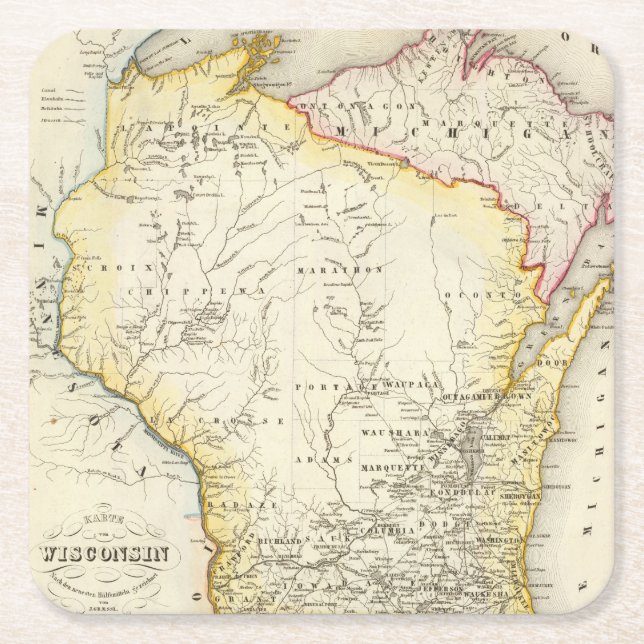 Wisconsin 6 square paper coaster (Front)
