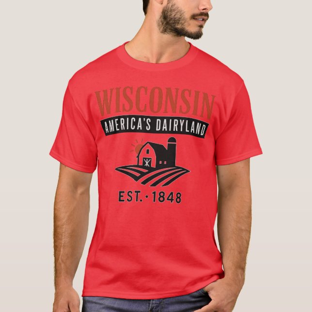 Wisconsin America’s Dairyland Vintage Farm T-Shirt (Front)