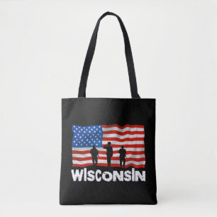 Wisconsin American Flag Tote Bag Canvas Tote