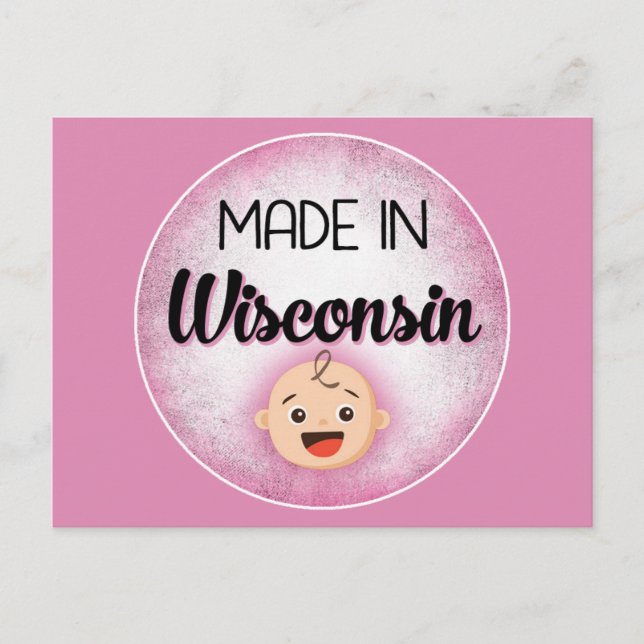 Wisconsin Baby Funny Pink New Girl Postcard (Front)