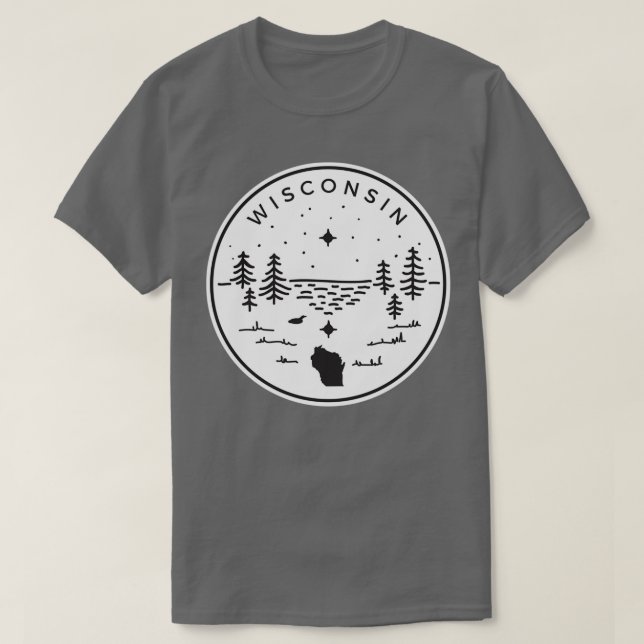 Wisconsin Badge Up North Black T-Shirt (Design Front)