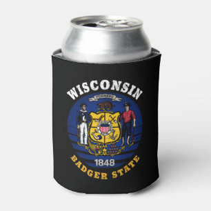 WISCONSIN BADGER STATE FLAG CAN COOLER