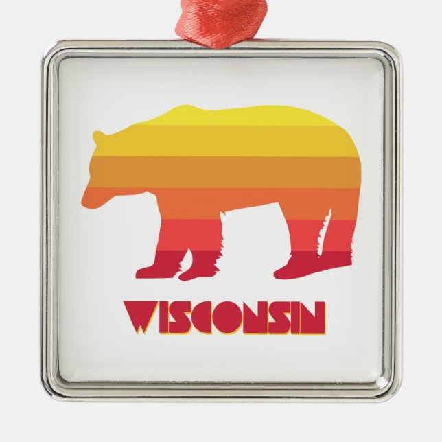 Wisconsin Bear Metal Tree Decoration (Front)
