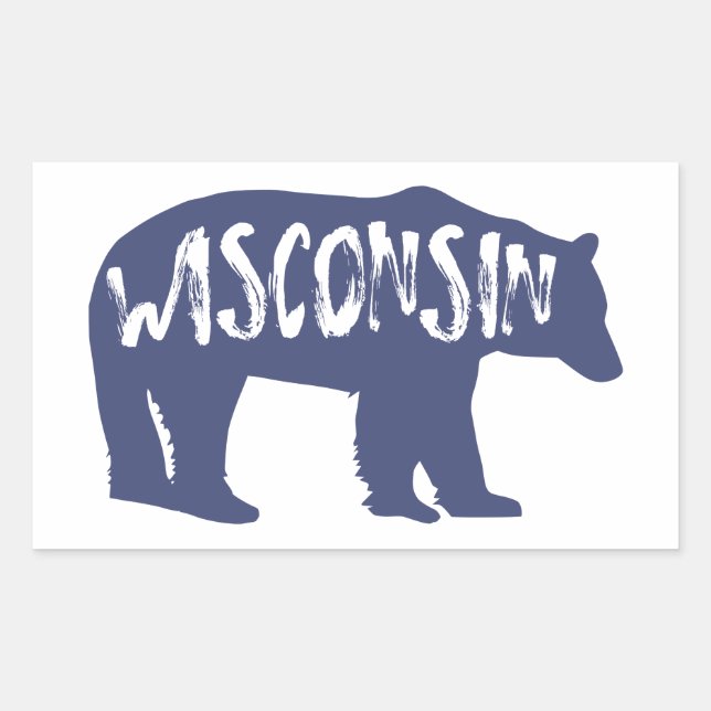 Wisconsin Bear Rectangular Sticker (Front)