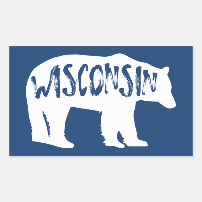 Wisconsin Bear Rectangular Sticker (Front)