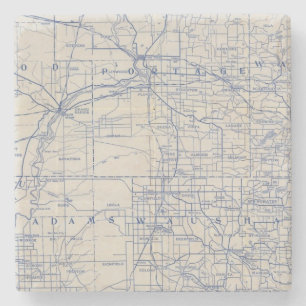 Wisconsin Bicycle Road Map 2 Stone Coaster