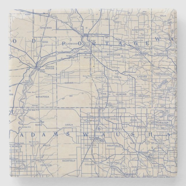 Wisconsin Bicycle Road Map 2 Stone Coaster (Front)