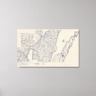Wisconsin Bicycle Road Map 3 Canvas Print