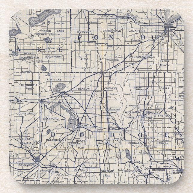Wisconsin Bicycle Road Map 4 Coaster (Front)