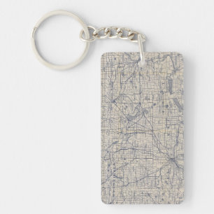 Wisconsin Bicycle Road Map 4 Key Ring