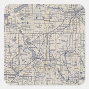 Wisconsin Bicycle Road Map 4 Square Sticker