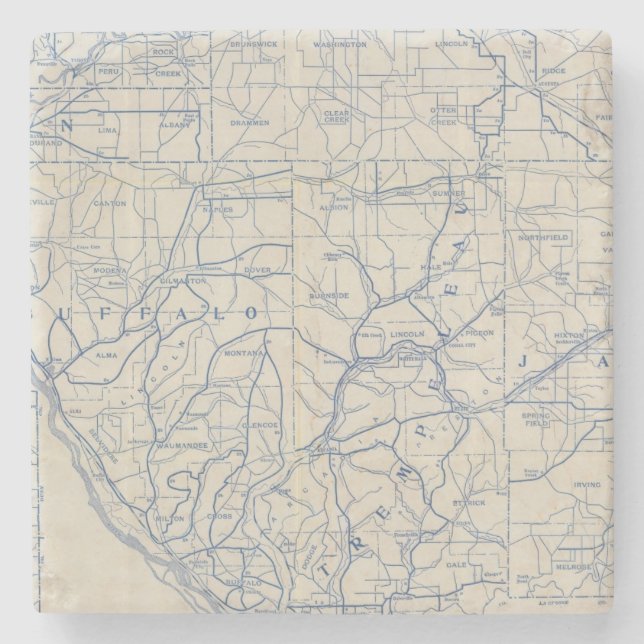 Wisconsin Bicycle Road Map 6 Stone Coaster (Front)