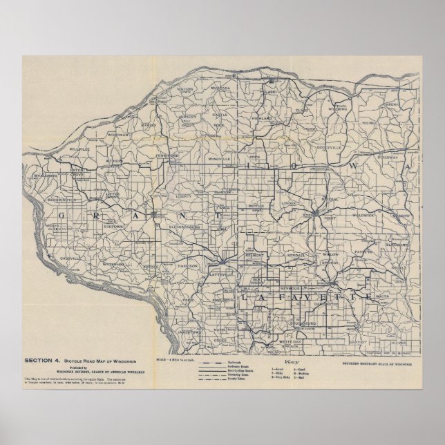 Wisconsin Bicycle Road Map 8 Poster (Front)