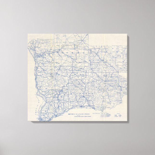 Wisconsin Bicycle Road Map Canvas Print (Front)