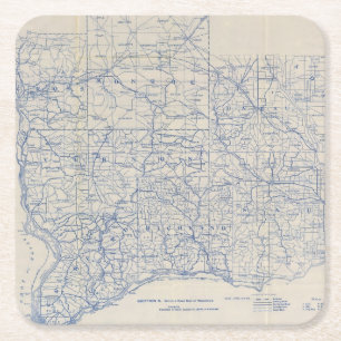 Wisconsin Bicycle Road Map Square Paper Coaster