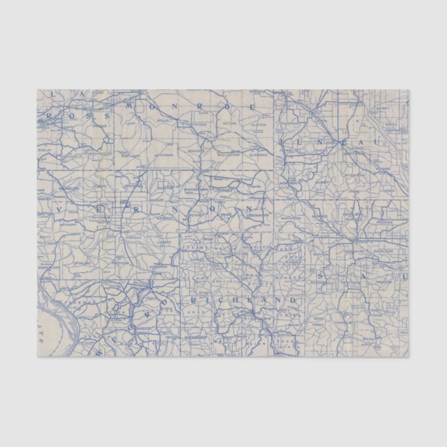 Wisconsin Bicycle Road Map Tissue Paper (Front)