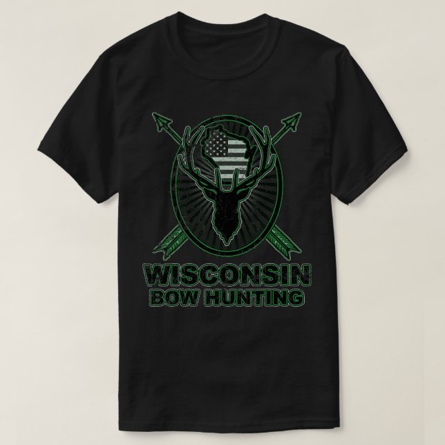 Wisconsin Camo Bowhunting  Bow Hunting Deer Flag  T-Shirt (Design Front)
