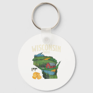 Wisconsin Cheese State Pride Farm Dairy Lover Gift Key Ring